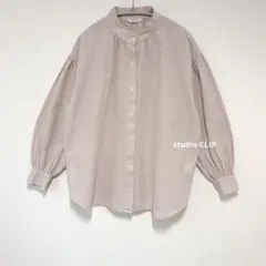 【美品】スタジオクリップ　シングルガーゼボリュームスリーブブラウス　ピンク