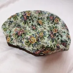 【美品】森ガール アンティーク系 花柄ベレー帽