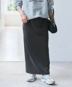 Spick&Span サテンジャージーIラインスカート