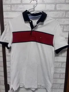 TOMMY HILFIGER ポロシャツ M ホワイト/レッド/ネイビー