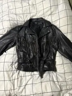 vintage レザーフリンジジャケット A-2 本革 短丈 カウボーイ XL