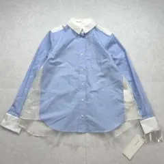 【未使用】sacai luck チュール切替長袖シャツ ライトブルー フリーのサムネイル