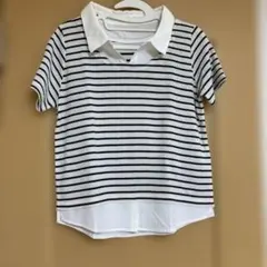 ナイスクラップ レイヤード風 カットソー Tシャツ ボーダー 重ね着風 ホワイトのサムネイル
