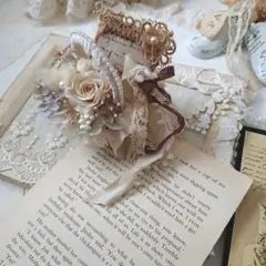 小ちゃなフラワーバスケット♡プリザーブドフラワーとレース　薔薇と紫陽花　プチプレ