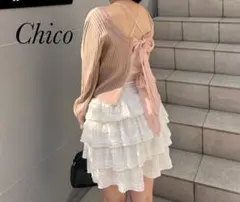 新品 Chico バック開きリボンリブニット