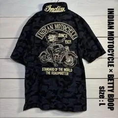 INDIAN MOTOCYCLExBETTY BOOP ポロシャツ L カモ柄のサムネイル