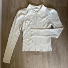 SLY 襟付きリブ編み長袖トップス FREE ホワイト