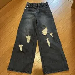 PAGEBOY ダメージ加工 ブラック ワイドレッグジーンズのサムネイル