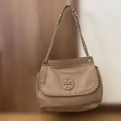 Tory Burc hトリーバーチ.ベージュ2wayショルダーバッグ.チェーン