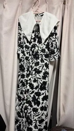 SNIDEL ビッグカラープリントワンピース BLK