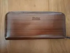 Dialog ラウンドファスナー長財布 木目調 ブラウン