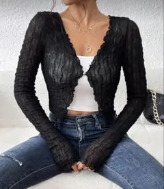 SHEIN シースルー カーディガン ブラック