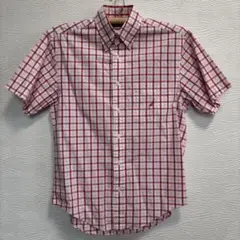 NAUTICA ノーティカ　白と赤のチェック柄 半袖ワイシャツ