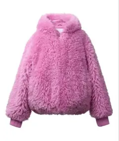 新品タグ付き ZARA キッズ フェイクファー フーデッドジャケット164cm
