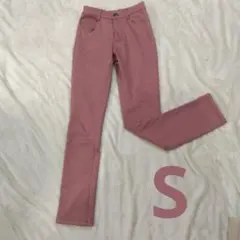 【裏起毛で暖かい】スキニーパンツ Sサイズ（ピンク）ウエスト後ろゴム