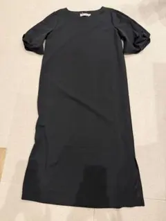 N+ フレンチスリーブ 半袖ワンピース ブラック　新品タグ付