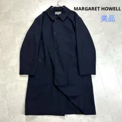 〈美品〉MARGARET HOWELL【M】ウール ステンカラーコート ネイビー