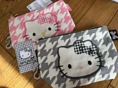 【最終お値下げ♡】しまむら サンリオ ポーチ 千鳥柄 ハローキティ
