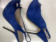 ZARA 青 スエード オープントゥ ハイヒールのサムネイル