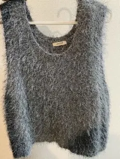ファー風グレー ノースリーブベスト