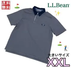 L.L.Bean XXL ポロシャツ グレー ネイビー ラガーシャツ