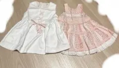 ワンピース 2点⭐︎90⭐︎bebe Ⅱ&K's her⭐︎ピンク⭐︎パッチワーク風のサムネイル
