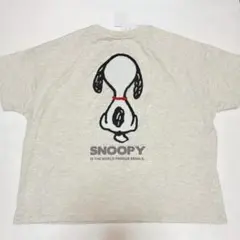 スヌーピー サガラ刺繍　Tシャツ　Lサイズ　グレー　オフホワイト　半袖のサムネイル