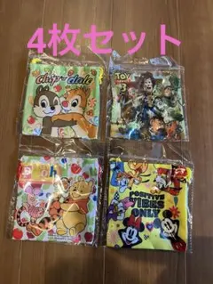 コップ袋　4枚セット　ディズニー　給食袋　巾着袋　ミッキー　プーさん