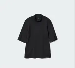 UNIQLO ハイネックT（五分袖） ブラック　半袖トップス　黒　Tシャツ