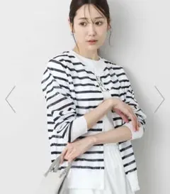 シアーボーダーニットカーディガン/洗える/MICHEL KLEN