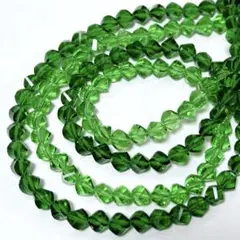 ま*)様 xm178/ガラスビーズ◇多面カット　グリーン系　2連
