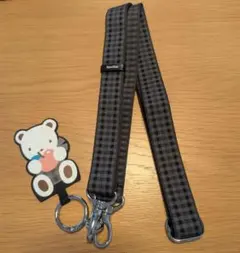 familiar スマホ ショルダーストラップ ブラック 黒 チェック