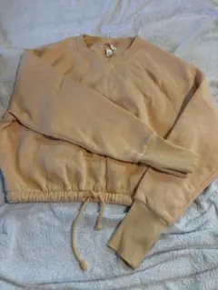 ベージュ クロップドトレーナー