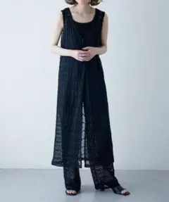 ブラックレースノースリーブワンピース