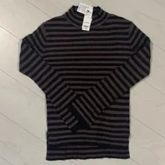 【新品】LAKOLE ニット 長袖 ボーダー 黒 茶 美シルエット Mサイズ