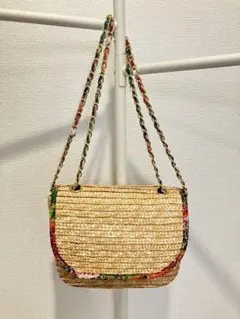 かごバッグ チェーンショルダーバッグ 花柄