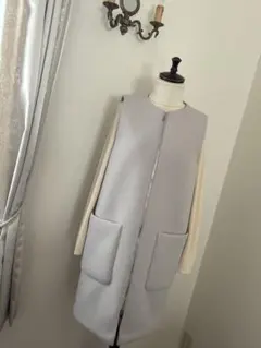 【美品】ネミカ NEMIKA ロング　ジレ　ベスト　グレージュ　9号