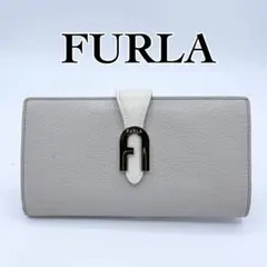 美品 FURLA フルラ 長財布 レザー 本革 グレージュ 薄型