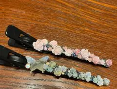 クリップ式髪留め ヘアアクセサリー 薔薇 水玉 姫系