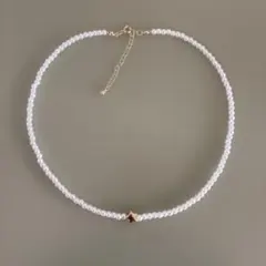 handmade フェイク ホワイト パール 星形 ゴールド ネックレス