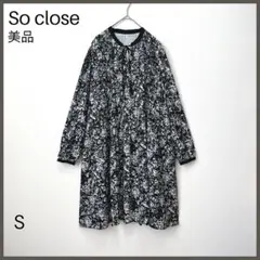 【So close ソー クロース】プリントプリーツ チュニックワンピース/美品のサムネイル