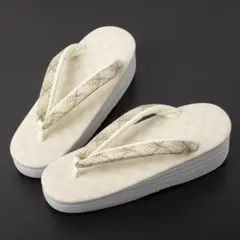 ≪菱屋カレンブロッソ×正絹組紐織鼻緒≫ カフェ草履 M寸 no.3473