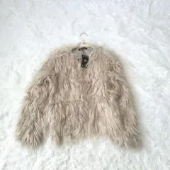 新品未使用LAISHIFEI オープンフロントエコファーコート Lシルバーグレー