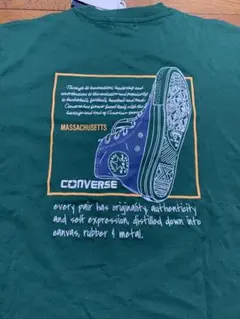 コンバース スニーカーイラスト Tシャツ グリーン　刺繍のサムネイル