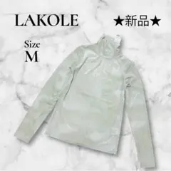 新品タグ付★LAKOLE マーブルベロアタートルネックTシャツ M ホワイト