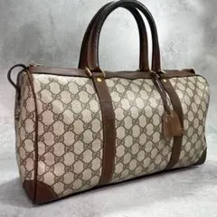 【極美品】GUCCI ミニボストンバッグ GGスプリーム ロゴ金具 ヴィンテージ 極美品】GUCCI ミニボストンバッグ GGスプリーム ロゴ金具