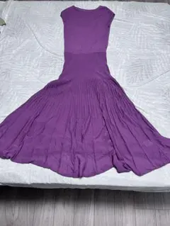 紫色ノースリーブニットワンピース 36/S オペークドッドクリップ