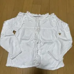 H&M ホワイト フリル 長袖ブラウス　120