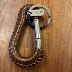 【レア】COACH コーチ カラビナ キーホルダー レザー 編み込み ブラウン