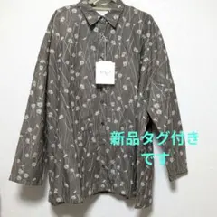【新品タグ付き】 ユニ　多色 花 刺繍 wide シャツ　グレーのサムネイル